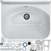 gospo Piscina per versare gospo con sifone, lavandino 46 x 36 x 20 cm, per bagno, garage, seminterrato, lavanderia, officina, lavaggio, montaggio a parete, piatto, lavandino inclusi accessori (bianco)