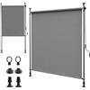 VOUNOT® Tenda da Sole Verticale 100 x 310 cm Senza Fori con Manovella, Tenda Estensibile da Esterno Protezione Solare UV e Resistente alle Intemperie per Balcone, Terrazza e Giardino, Grigio