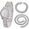 HALUKAKAH Orologio con Diamanti per Ragazzi,Bambini - Placcato in Platino,Quadrante Rotondo con Strass Gypsophila,Quarzo Giapponese - Lunghezza 19,5cm - Viene Fornito con Catene Cubana 18+40cm