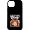 Cat Library Reading Book Lover Custodia per iPhone 15 Plus La biblioteca sembra casa perché i libri sono dove vivo