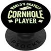 Funny sack toss bean bag toss playing World's Okayest Cornhole Player PopSockets PopGrip Adesivo