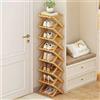 XZXWZX Scarpiera pieghevole, in bambù, verticale, per piccoli spazi, multifunzione, per ingresso, armadio, angolo, camera da letto, corridoio, colore legno, 8 strati