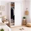 Dmora Guardaroba 2 Ante Kilimangiaro 50x204h cm Bianco Bianco Lucido Appendiabiti un Ripiano, Armadio Camera da Letto 2 Ante