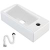 MAGIC SELECT Lavabo in Ceramica, Lavabo da Appoggio Bianco, Lavabo Sospeso Bagno Antimacchia, Facile da Pulire con Attacchi Standard. Ideale per Cucina o Bagno. (46x26x10,5 CM)