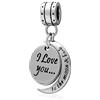 YiRong Jewelry Charm a forma di cuore, in argento Sterling 925, con scritta I Love You to The Moon Back, per braccialetti Pandora