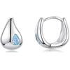 PHNIBIRD Donna Orecchini Creolecon a Goccia Acquamarina Orecchini Ipoallergenici per Semplice ed Elegante Regalo Donna Compleanno