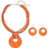 Coiris - Collana multifilo con perline colorate e grande pendente a conchiglia circolare per donna, 17 inches, Vetro, Non pietra preziosa