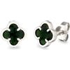 Kuzzoi Orecchini da uomo a forma di quadrifoglio (5 x 17 mm) con smalto verde oliva in argento sterling 925, orecchini da uomo