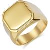 Grewod Anello Uomo Acciaio Inossidabile Sigillo Lucido Oro Misura 17, 16mm, Anello a Fascia Fedi Nuziali