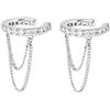 Homxi Orecchini a Clip,925 Argento Orecchino Donna Cuff con Catena Zirconia Cubica Ear Cuff Orecchini Donna Argento