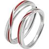 Calefee Anello Filo Rosso del Destino, Anelli Fidanzati Coppia Argento 925 Regolabile Anello a Fascia Semplice con Smalto Rosso