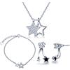 Yumilok Collana in argento sterling 925, con zirconi, con ciondolo a forma di stella, per donne e ragazze