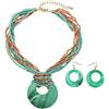 Coiris - Collana multifilo con perline colorate e grande pendente a conchiglia per donna, 17 inches, Vetro, Non pietra preziosa