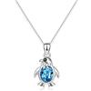 AOBOCO Collana in argento Sterling 925 con ciondolo a forma di pinguino con pietra portafortuna di marzo, regalo per lei