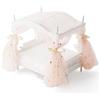 Odoria Casa delle Bambole Letto Miniatura: 1/12 Scala Letto Principesse con Baldacchino per Statuine 15cm - Mini Mobile Legno di Lusso Rosa