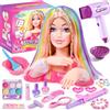 vamei Testa Bambola da Truccare e Pettinare, Set Parrucchiera con Asciugacapelli Smalto Unghie Trucchi e Accessori per Capelli, Giocattoli Salone Giochi Bambini Regalo Bambina 3 4 5 6 7 8 Anni