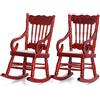 Odoria 1/12 Miniatura Sedia a Dondolo 2 Pezzi Mobili in Legno Accessori Casa delle Bambole Dollhouse Miniature Accessories, Rosso