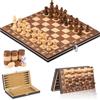 Aissom Scacchiera in Legno,3 in 1 Scacchiera Pieghevole,Magnetici Scacchi, Backgammon, Dama per Bambini e Adulti Feste Attività di Famiglia(29 * 29cm)