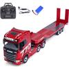 TOUCAN RC HOBBY HUINA 1/18 RC Trattore Camion 770S 3 Assi Plastica Semi Rimorchio Pianale Modello finito RTR Batteria Luce Effetti sonori (rosso)