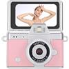 Denash Fotocamera Formato Palmare, Video 1080P Immagine da 48 MP Obiettivo Grandangolare Schermo Ribaltabile da 1,47 Pollici, con Luce di Riempimento e Ricarica di Tipo C, per Animali (Pink)
