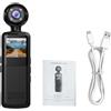 Fabater Action Camera, Videocamera Sportiva WiFi 1080P Full HD, Videocamera Portatile con Grandangolo 140, Obiettivo Ruotabile 180, Luce di Riempimento a LED, Visione Notturna per Ciclismo e Vlogging