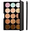 Syglawnd Palette correttori, 15 colori Correttore colore Palette trucco Viso mimetico Contorno Prodotti per trucco con spugna ovale e pennello Crema per il di bellezza, Crema contorno