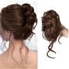 XFSRG Coda Capelli Extension con Clip ad Artiglio Sintetici Posticci Disordinato Ricci Ondulati Naturale Chignon Facile per Donne Ragazze(Marrone chiaro)