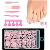 SDFWGG 120 Stück Unghie Finte Piedi French Tip Quadrate Press On Toe Nails False Toenail Tip Per Pedicure Con 5 Pezzi Kit Manicure Per Unghie Dei Piedi (rosa)