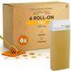 Eurocali Ricarica Ceretta Rullo al Miele Cera Depilatoria Professionale Universale | Roll On Liposolubile Lenitiva e Idratante, Texture Morbida per Tutti i Tipi di Pelle - 6 Cartucce da 100ml
