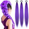 Kinesgsg 3 Pezzi Capelli Viola Lunghi Treccia, 26 Inch Capellis Sintetici Viola da Intrecciare, Extension Per Capelli Intrecciati da Donna, per Cucire, Trecce, Extension, Decorazioni per Cosplay