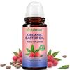 SHEBYOKE Castor Oil Roller Ball, Olio di ricino, sfera a rullo in quarzo rosa biologico, 100% puro pressato a freddo, ingredienti naturali, bottiglia in vetro ambrato, per tutti i tipi di pelle