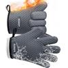 AUAUY Guanti da Forno, Guanti da Forno in Silicone Impermeabili, Grigio | 446°F Antiscivolo Guanti Resistenti al Calore, Guanti da Cucina Lunghi, per Cucinare, Barbecue, Cottura al Forno