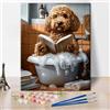 TISHIRON Dipingere con i numeri, adulti e animali da bagno Golden Doodle Cane Dipingere dopo i numeri, Cane nella vasca da bagno, Dipinto a mano, kit per pittura a olio, con 3 pennelli e kit di tela