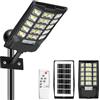 CREATESTAR Lampione Solare Led Esterno 500W, IP66 Impermeabile Faretto Stradale 6500K Lampada Stradale Solare con Sensore di Movimento Telecomando, Faro led esterno per Garage Terrazza Giardino Strada