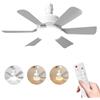JOPWUE - Ventilatore da soffitto con lampada con telecomando, 40 W, lampadina per ventilatore da soffitto con attacco E27, 3 velocità, 6 pale, temporizzazione, ventilatore da soffitto LED regolabile