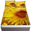 Oduo 3D Girasole Stampa Set di Lenzuola con 2 Federe, Ouduo Microfibra Lenzuolo sotto con Angoli profondità 30cm ed Elastic per Letto Singolo Matrimoniale King Size (La Farfalla,200x200x30cm)