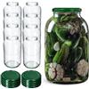 KADAX Set di 8 Barattoli in Vetro 4L con Coperchio a Vite fi100mm, Vasi Ermetici Bocca Larga per Conserve, Sottaceti, Fermentazione, Kombucha, Kimchi, Cetrioli, Frutta (Verde)