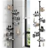EXLECO 7 ripiani telescopici per doccia, senza foratura, asta per doccia, 78-308 cm, rustproof, mensola telescopica per doccia, bagno, organizer per il bagno, organizer con asta per asciugamani