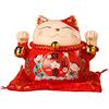 Tyenaza Salvadanaio per Gatti Portafortuna, Maneki Neko in Ceramica da 4,5 Pollici Gatto Fortunato Carino con Campane, Porta Fortuna Buon Augurio Gatto di Fortuna Vaso di Risparmio Decorazione(gatto felice)
