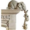 LSLANSOON Set di 3 statuette a forma di elefante e 2 elefanti da appendere al ripiano in resina dipinta a mano per la decorazione della casa, regalo