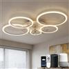 KeLuKes Ventilatore da Soffitto con Luce Compatibile con Alexa e Google Assistant, 100cm Lampadario Ventilatore Soggiorno, Reversibile Dimmerabile Timer Silenzioso Anello Ventilatore, Bianco