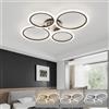 KeLuKes Plafoniera LED Soffitto Dimmerabile, 74cm Lampadario Soffitto con Telecomando, Lampadari Moderni a 4 Anelli con Funzione Memory per Soggiorno Camera da Letto, Nero