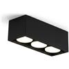 Area illumina Plafoniera da Soffitto Singola o Tripla, Alluminio, Attacco GX53 fino a 12W, Base Orientabile, Bianco/Nero/Sabbia (Nero, Triplo)