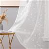 MIULEE Voile Tenda Finestra con Occhielli Tenda a Pannello Tende a Vela Trasparente per Soggiorno e Camera da Letto 2 Pezzo Set 140X260 cm Foglie Bianco