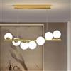 Dopa Dopastore Lampadario a Sospensione con 7 Attacchi G9 Design Sette Sfere in acrilico con Staffa Lineare Bronzo Portalampada Moderno per Interni IP20