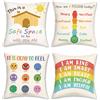 COZZSNUGE Federe Cuscini Bambini Angolo Relax Sole Arcobaleno Vellutate Decorativi per Divano Letto Casa Aula Angolo Lettura 45 x 45 cm Set di 4