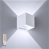 Partenopea Applique da Parete Esterno LED G9 Cubo IP65 Impermeabile Doppio Fascio di Luce Lampadina Sostituibile Design Moderno per Interno ed Esterno (1, Bianco luce bianca fredda 6500K)