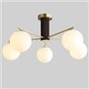 KCO Illuminazione 5 Luce Latte Globo di Vetro Sputnik Lampadario Lampada da Soffitto Legno Scuro e Oro Lampadario Lampadario Moderno Camera Da Letto Illuminazione a Soffitto