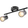 CGC Lighting Faretti da Soffitto Orientabili, GU10 Faretti LED da Soffitto, Moderna Plafoniera LED Faretti 2 Luce, Faretto da Parete Interno per Barra, Cameretta, Cucina, Senza Lampadina (Nero)