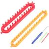 Geoyien Set di telai per maglieria, 2 pezzi macchina per maglieria per cappelli, con ferri da maglia e ferri da uncinetto, adatta per Sciarpe lavorati a mano per adulti (36cm) e bambini (26cm)